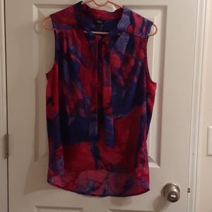 Mossimo Blue Pink Sleeveless Neck Tie Shirt